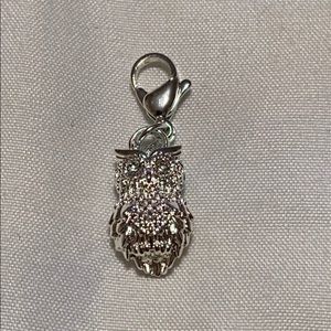 Origami Owl silver rhinestone owl dangle